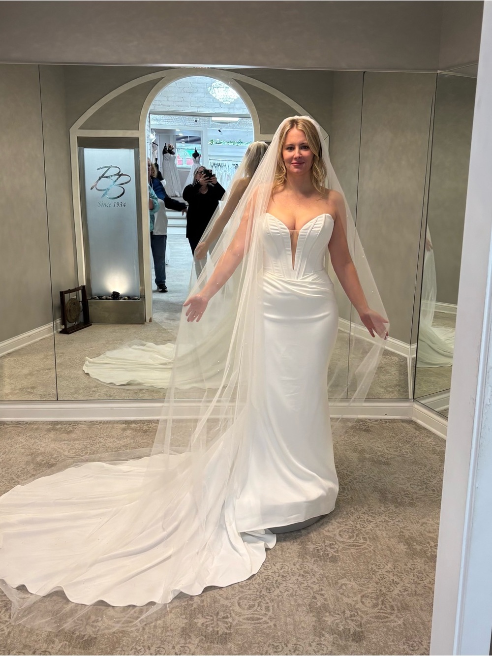 Maggie Sottero Ivory Strapless Sweetheart Wedding Gown with Veil